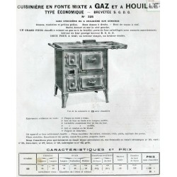 Cuisinières mixte gaz et houille