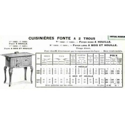 Cuisinières Fonte à 2 trous 1924