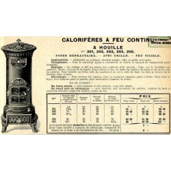 Calorifères à feu continu 1914