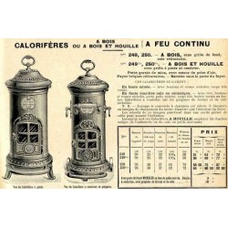 Calorifères à feu continu à houille 1914