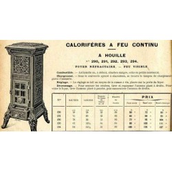 Calorifères à feu continu 1914