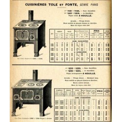Cuisinières tôle et fonte Paris 1914