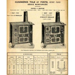 Cuisinières tôle et fonte Paris 1914