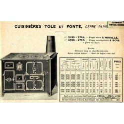 Cuisinières tôle et fonte Paris 1914