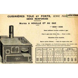 Cuisinières tôle et fonte Paris 1914
