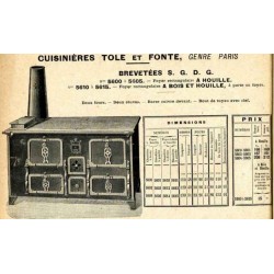 Cuisinières tôle et fonte Paris 1914