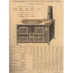 Cuisinières tôle et fonte Paris 1893