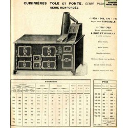 Cuisinières tôle et fonte Paris 1914