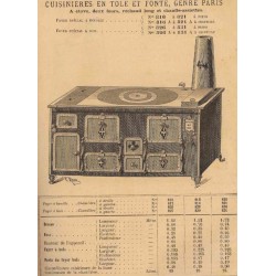 Cuisinières tôle et fonte Paris 1893
