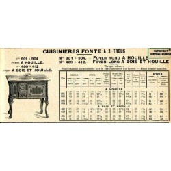 Cuisinières Fonte à 2 trous 1914